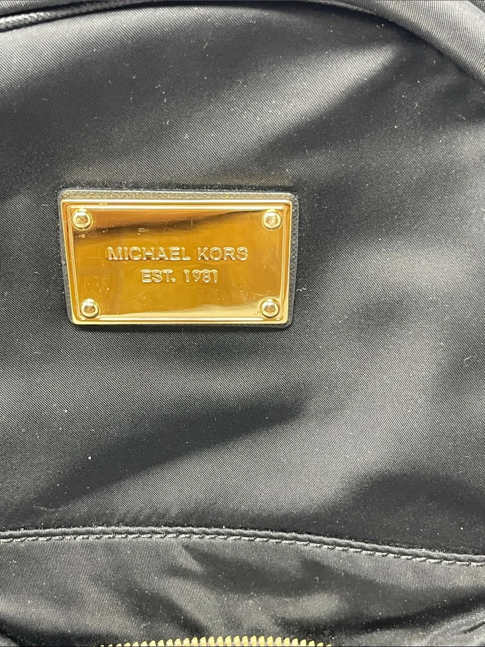 MICHAEL Michael Kors Nylon Black Backpack with Gold Accents